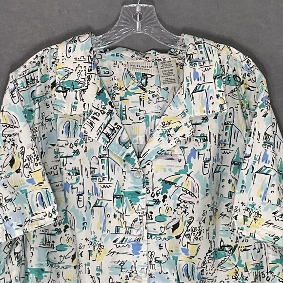 White Stag Top Womens Sz 22/24 Cotton Blend Button Up Vacation Resortwear Travel - Picture 4 of 14